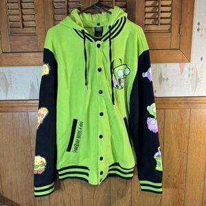 Hot Topic Invader Zim green‎ and black varsity jacket Size 2XL